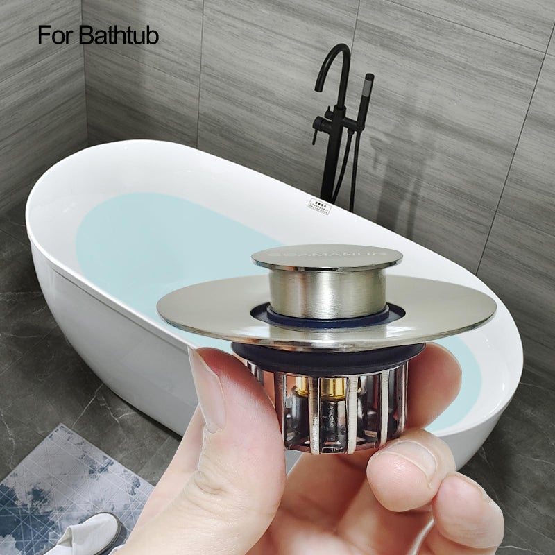 COAMANUG Bathtub Stopper | Pop-up Tub Stopper with Strainer  Shower Drain Hair Catcher | Bathroom Drain Plug | Drain Protector for 1-1/2 to 1-3/4"" Bath Drain Hole - Image 2